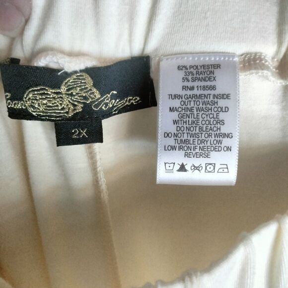 NWT Joan Boyce 2 Piece Outfit Cream Cold Shoulder Top Pants 2 XL - Picture 5 of 14